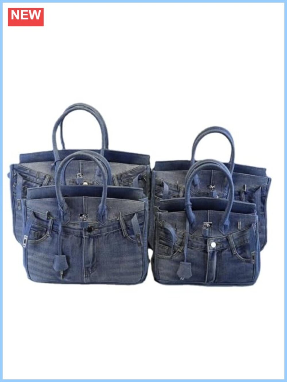Large Denim Tote Bag for Women, Satchel Hobo Shoulder Purse, Travel Beach Daily